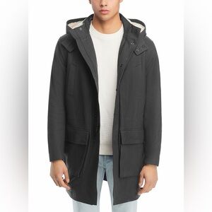 Vince Mens Cotton Sherpa-Lined Parka - Small - Soft Black/Deco Cream